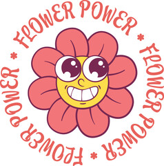 Poster - Flower retro groovy mascot sublimation design