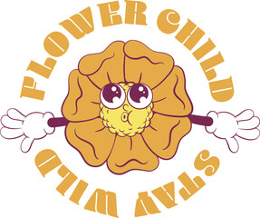 Poster - Flower retro groovy mascot sublimation design
