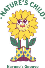 Poster - Flower retro groovy mascot sublimation design