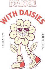 Poster - Flower retro groovy mascot sublimation design