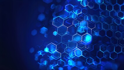 Wall Mural - Abstract glowing blue hexagonal background with connecting lines