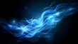 Blue abstract glowing magic smoke or fire flame on black background