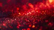Red glitter sparkles with blurred bokeh lights background