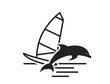 sea vacation icon. windsurfing and dolphin. summer and extreme sport symbol. isolated vector image for tourism design