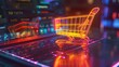 Glowing shopping cart on a laptop created with Generative AI