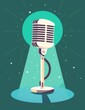 © sch_ai - Flat style illustration of retro microphone on a stage in a spotlight, depth, , generated with ai