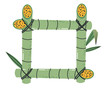 Bamboo square frame. Vector flat graphic design element concept illustration