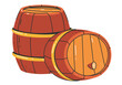 Barrel of honey beer wine isolated on white background. Vector flat cartoon illustration