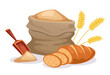 Cereal wheat bread bag. Vector flat graphic design element concept illustration