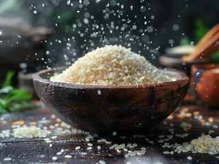 The aroma of rice floats, generated with AI