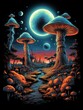 Surreal Landscape with Towering Toadstools