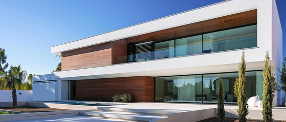 Wall Mural - sleek modern building with clean lines and minimal design elements, showcasing modernist architectur