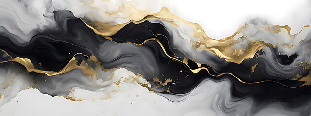 gold abstract black marble background art paint pattern ink texture watercolor white fluid wall. abs