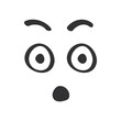 Panic expression on surprised face of character in monochrome doodle style vector illustration