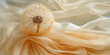 Pusteblume Löwenzahn auf einem schönen Seidentuch als Poster und Druckvorlage in Nahaufnahme, ai generativ