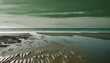 abstract sandy beach background sand texture after low tide on the beach horizontal banner green tinting