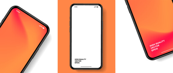 Fototapete - Realistic smartphone mockup. Mobile phone vector with isolated on white background. Device front view. 3D mobile phone with shadow. Realistic, high quality smart phone mockup for ui ux presentation.