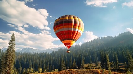 Poster - Hot air balloon flying ai generated image