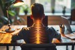 Business Professional Suffering from Back Pain with Glowing Spine Effect - Ergonomic Injury, Office Health Initiatives, Physiotherapy Practices