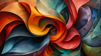 Wall Mural - a colorful abstract painting with a spiral design