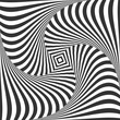 Whirl Rotating Motion and 3D Illusion in Abstract Op Art Design. Striped Lines Pattern. 