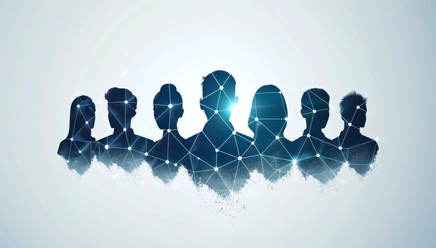 silhouettes of diverse team professionals business individuals connected by lines dots symbolizing network connections
