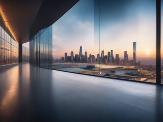 city skyline at sunset