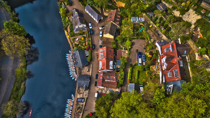 Riverside Village Aerial View in Knaresborough, Yorkshire