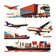 Logistics and transportation. Fast delivery around the world by air, land and sea.