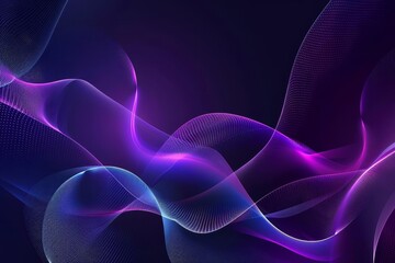 Wall Mural - abstract dark navy blue and violet purple gradient background with wavy shapes and glowing mesh lines futuristic digital art wallpaper