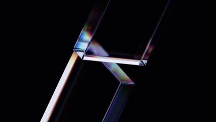 Wall Mural - abstract animation, 3d render of rotating glass shapes, 4k seamless looped video