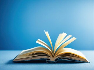 Wall Mural - open book on blue background