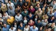 © armensl - From directly above multi ethnic large group of people looking at camera. Concept of teamwork, democracy, pride, fair.