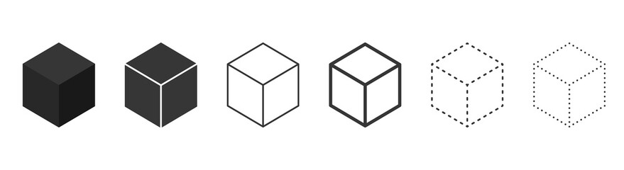 set of cube isolated icons. set of 3d cube symbols on white background for web and app design. vecto