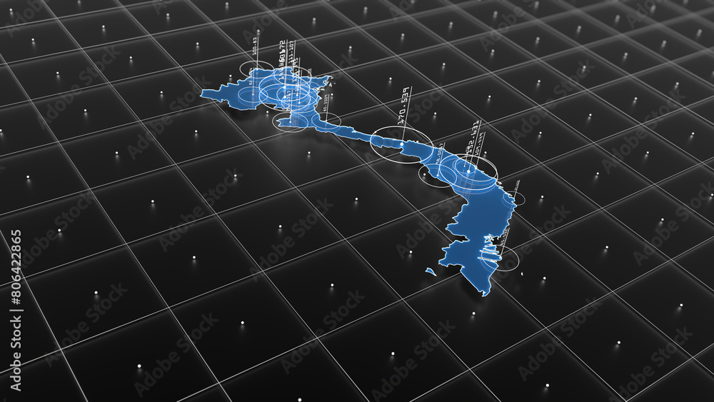 Vietnam blue map big data visualization. Futuristic infographic map ...