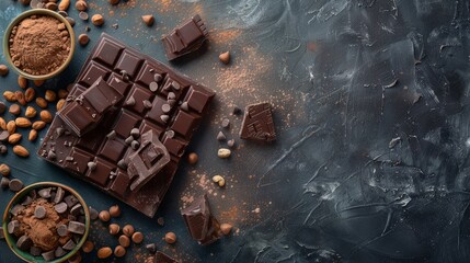 chocolate dessert healthy meal food snack on the table copy space food background rustic top view