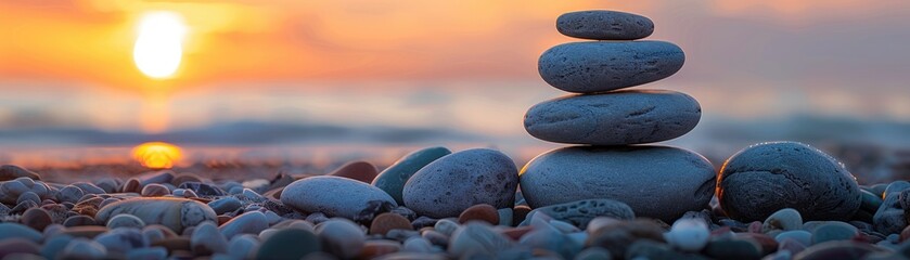 unity stones arranged at sunset, symbolizing harmony and togetherness
