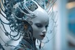 © Balaraw - futuristic cyborg woman with intricate mechanical headpiece