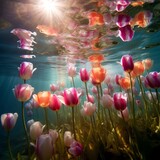 vibrant underwater tulip garden