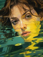 Wall Mural - Vibrant portrait of a woman in water