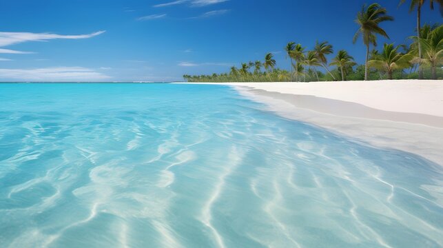 Panoramic view of a beautiful tropical beach with turquoise water