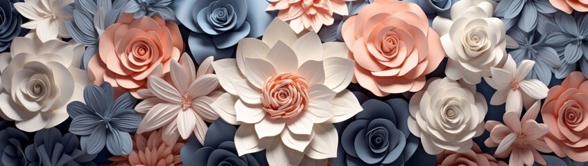 Wall Mural - Stunning paper flower arrangement in soft pastel colors