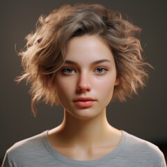 Wall Mural - portrait of a young woman with curly hair