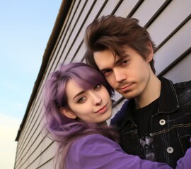 Wall Mural - young couple in casual clothing posing together