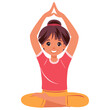 Kid girl doing yoga half Lotus pose Ardha Padmasana. Fitness concept. Flat vector on white