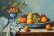 Vintage still life fruit oil painting 