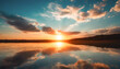 lake at sunset, clouds, sky, water, reflection, dawn, beautiful, scenery, water surface
