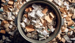 Garbage, paper waste, trash, garbage can, large quantity, document, destroy, miss, top view