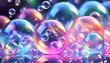Soap bubbles, floor, reflection, iridescent, transparent, strange, bubble, wallpaper, fantastic, illustration, design