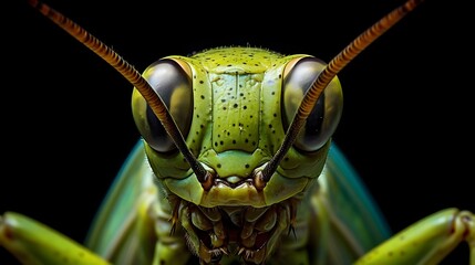 Wall Mural - Close-up of a grasshopper's powerful hind legs, ready for a jump,